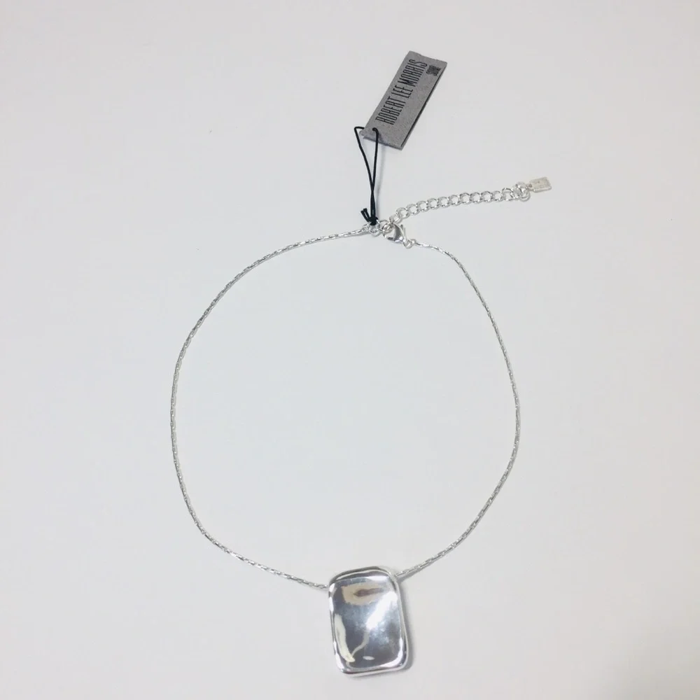 Robert Lee Morris Soho Silver Tone Geometric Blue Stone Necklaces